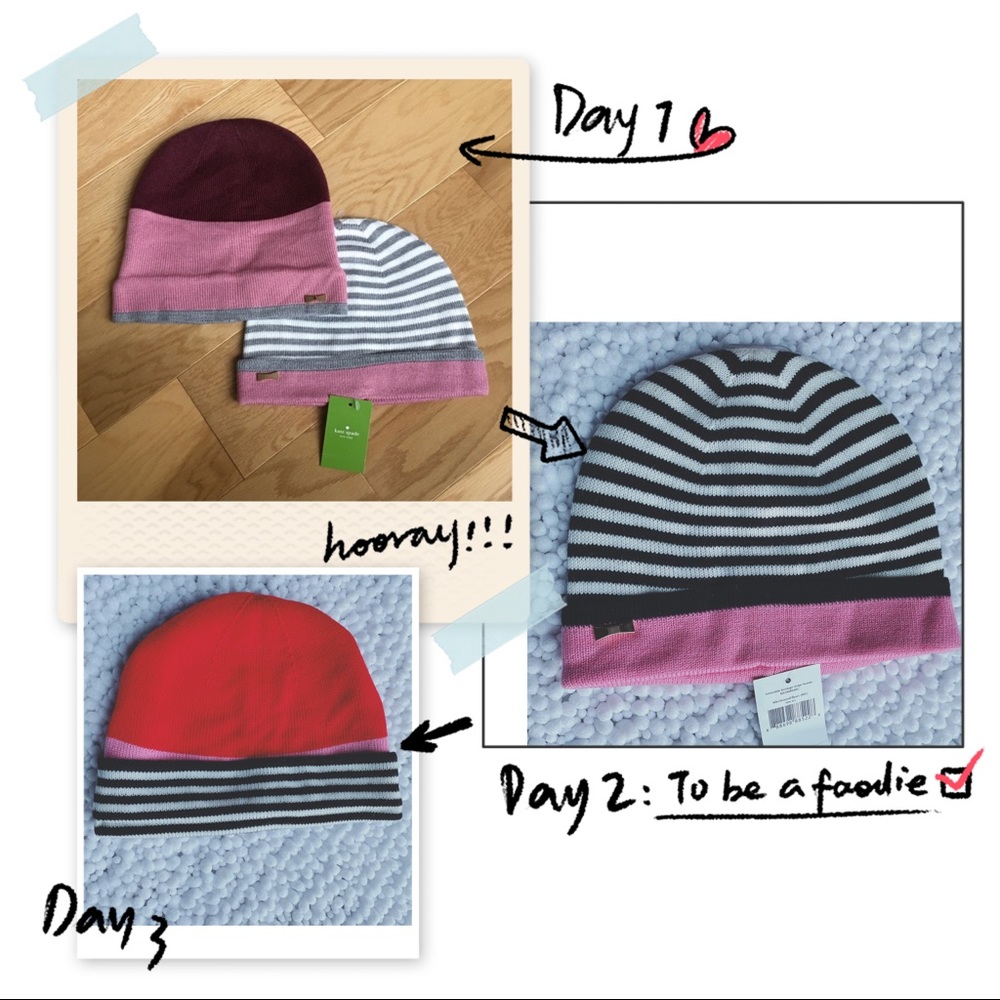 Kate spade reversible stripe beanie